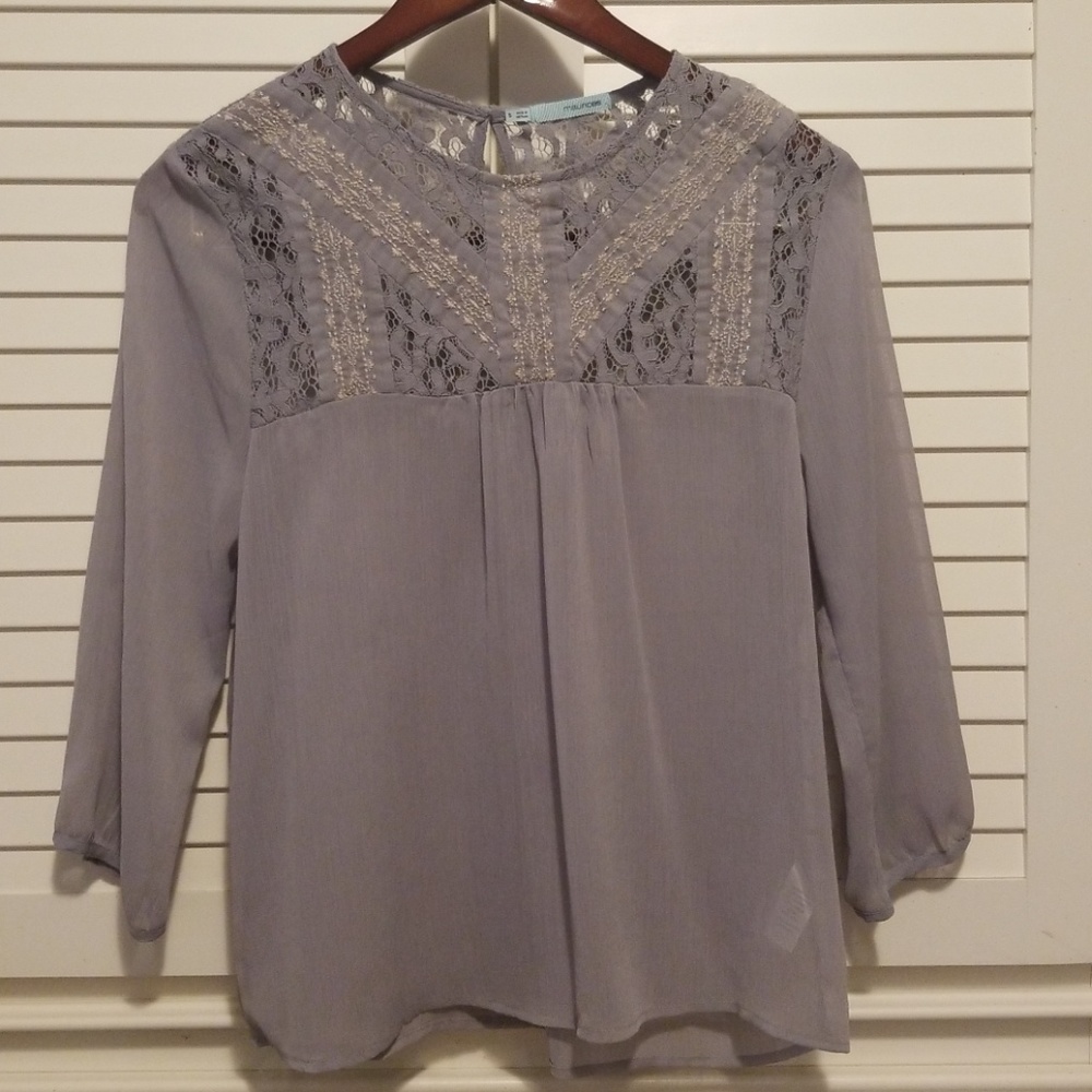 Gray Chiffon Top